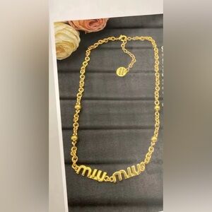 Miu Miu Gold Logo Necklace